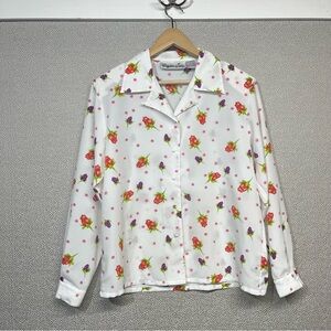 12 Vintage Ginger Jar Long Sleeve Button Down Patterned Top